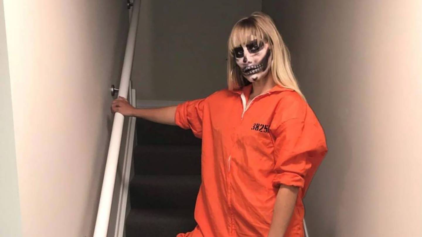 Rouxle Le Roux posted a picture of herself wearing an orange prison jumpsuit on Instagram. Photo:...