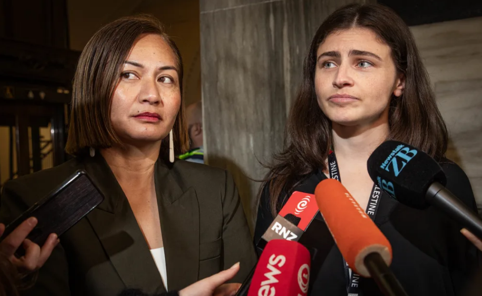 Green Party co-leaders Marama Davidson and Chlöe Swarbrick Photo: RNZ 