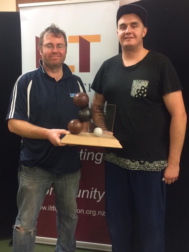 Winners of the Mark Kean Memorial Pairs - Michael Lawson (Ashburton) on the left and Daniel...