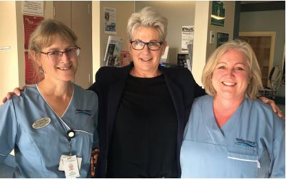 Midwives in arms (from left): Stefanie Kalmakoff, Sue Nash and Penny Coggan