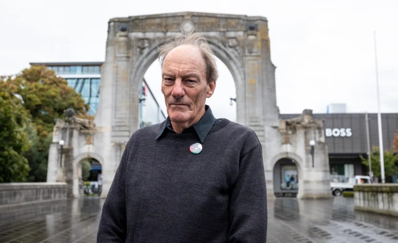 John Minto at the Bridge of Remembrance in Christchurch. Photo: RNZ / Nate McKinnon