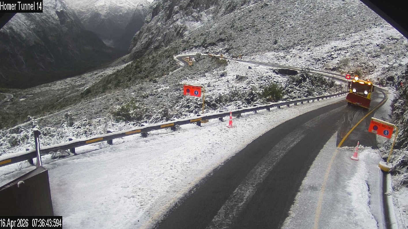 Snow was being cleared on the Milford Road (State Highway 94) on Thursday morning. Photo: Milford...