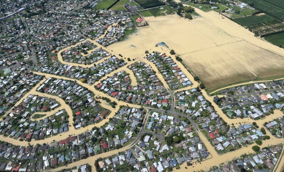 An aerial view of the flooding in Napier. Photo: NZ Defence Force / supplied