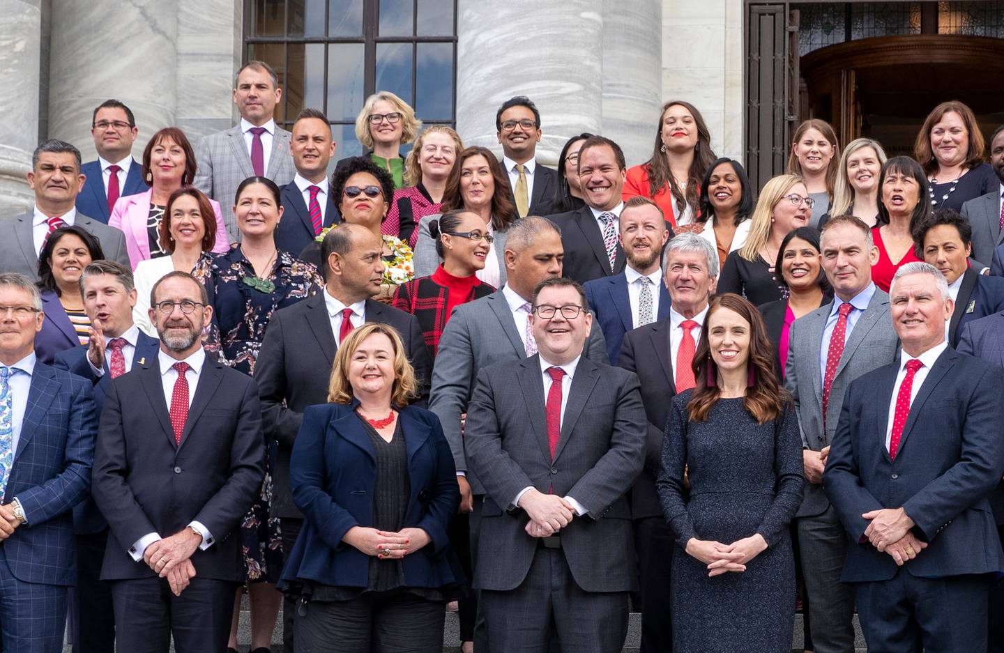 MP for Hamilton West Dr Gaurav Sharma (back row, centre) seen with his Labour colleagues on the...