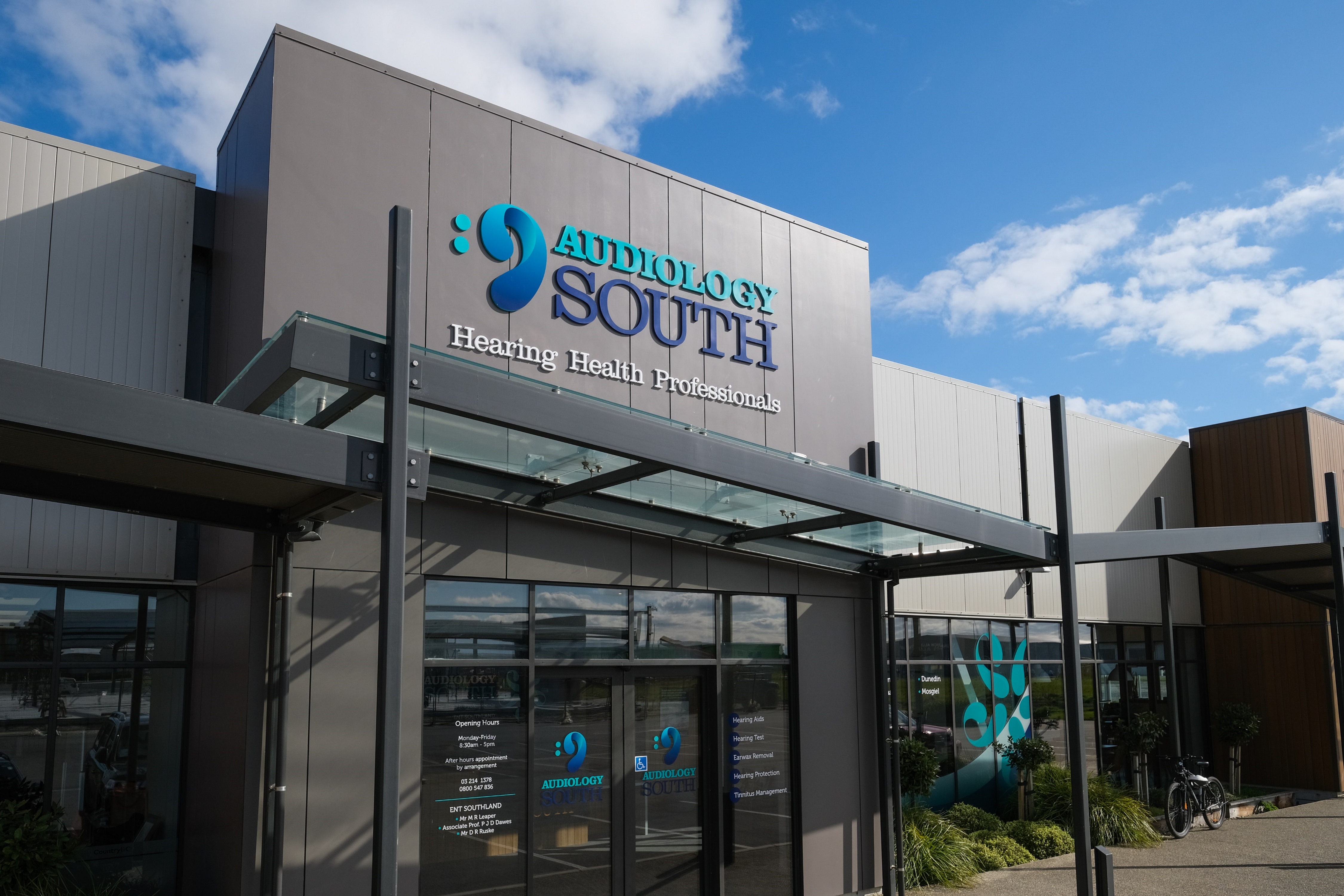 Outside Audiology South’s brand new Invercargill premises, 33 Arena Ave