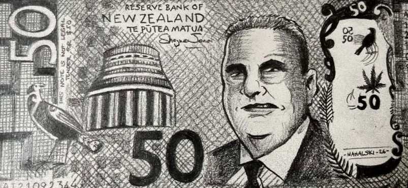 Climate activist and artist Bruce Mahalski attempted to pay a court fine using a hand-drawn $50...