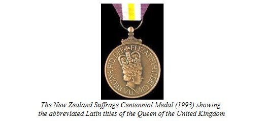 The New Zealand Suffrage medal.