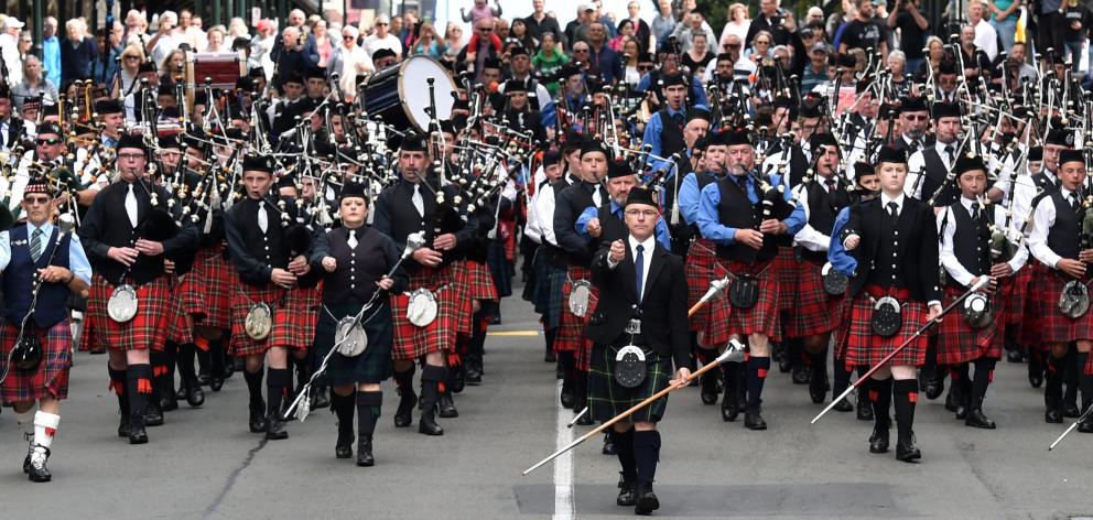 The skirl of the bagpipes will be heard in The Octagon again this year. Photo: ODT files 