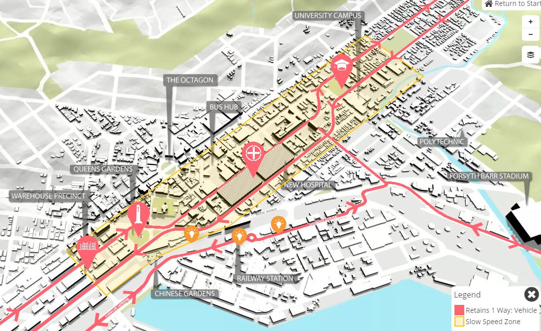 This proposal includes keeping the one-way system. Image: NZTA
