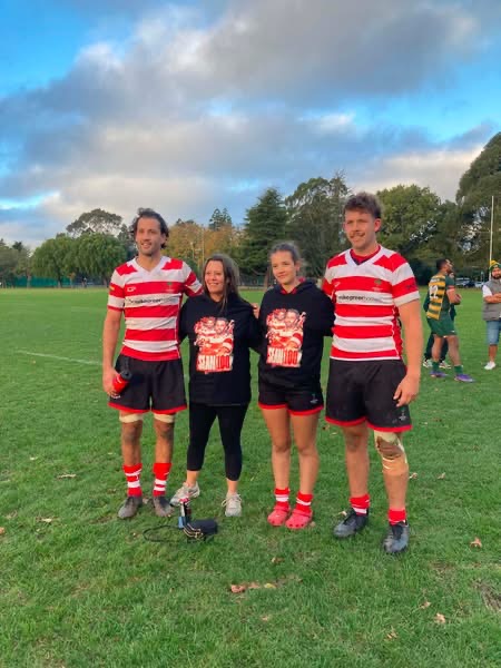 Sean Forster (left) with mum Marie, sister Talia and brother Sam after his 100th division 1...