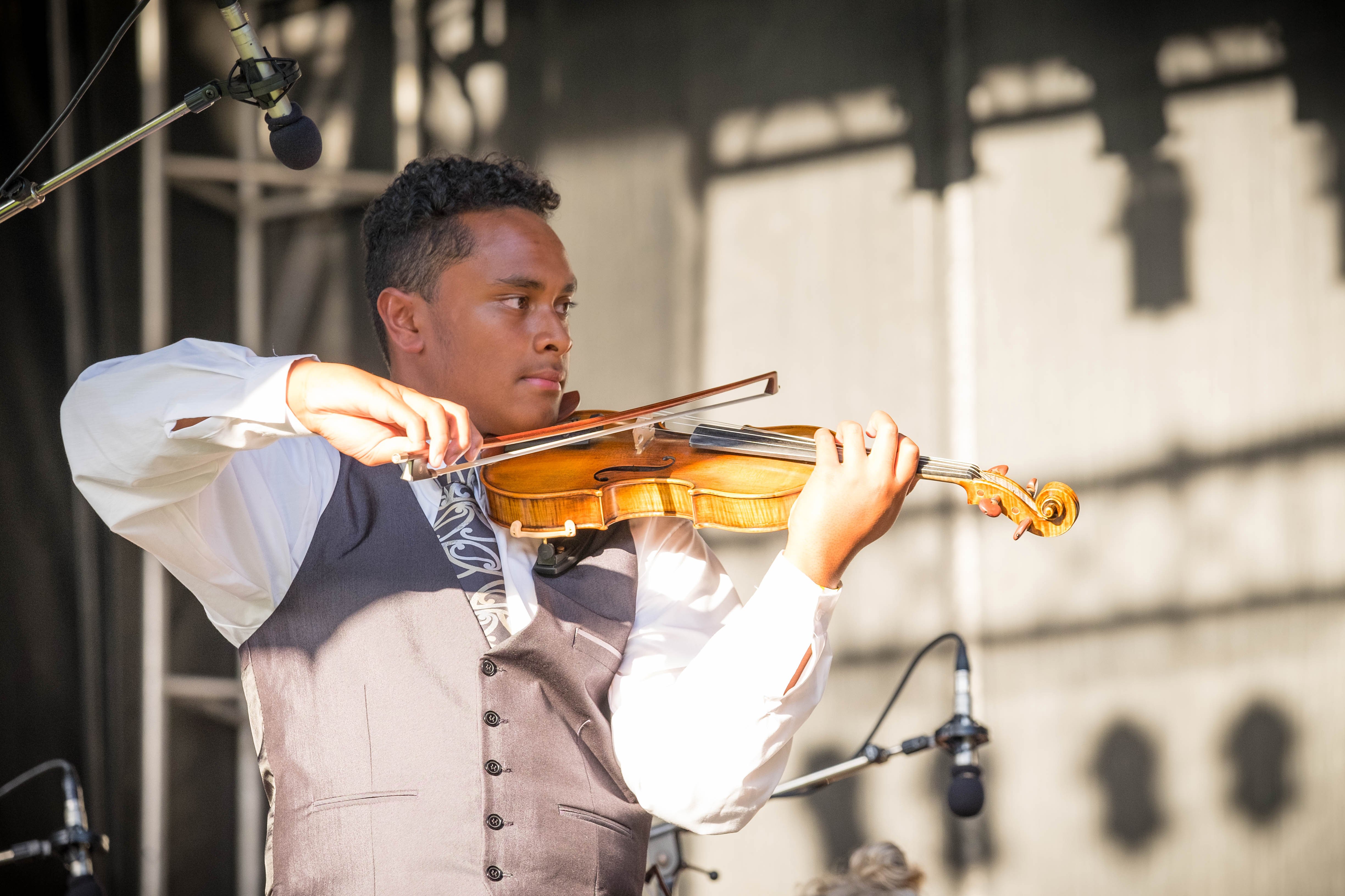 Virtuoso String Orchestra member Toloa Faraimo performs solo. Photo: supplied 