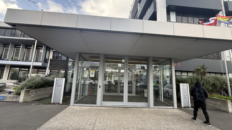 The Otago Polytechnic's Hub building on Forth St was empty after being evacuated today. Photo:...