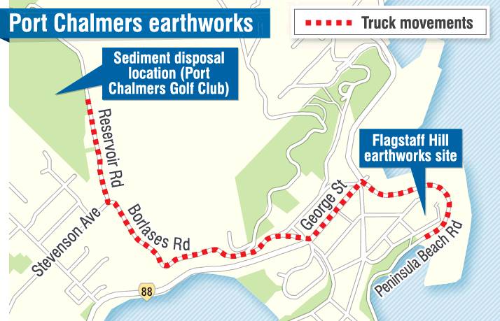 Port Chalmers earthworks graphic ODT