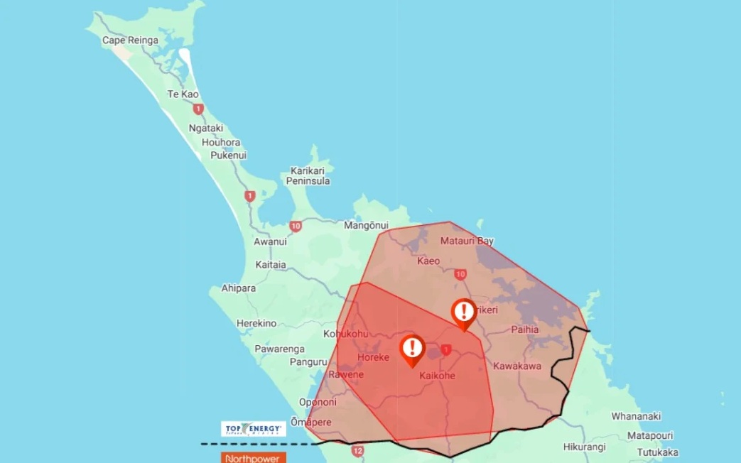 The extent of the outage on Thursday evening. Image: Supplied