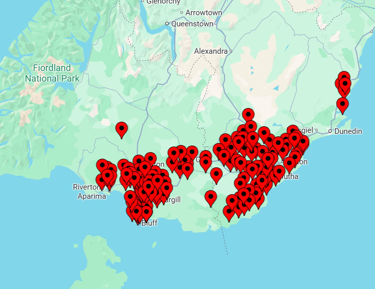 Powernet's map shows extensive outages across the South. Photo: Screenshot