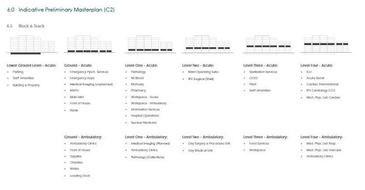 Possible layout of New Dunedin Hospital floor by floor (above and below). Images: supplied 