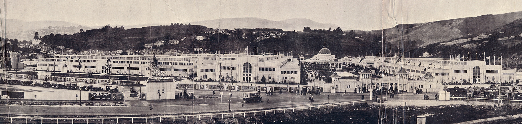 The principal (south) elevation of the New Zealand and South Seas International Exhibition, 1925...