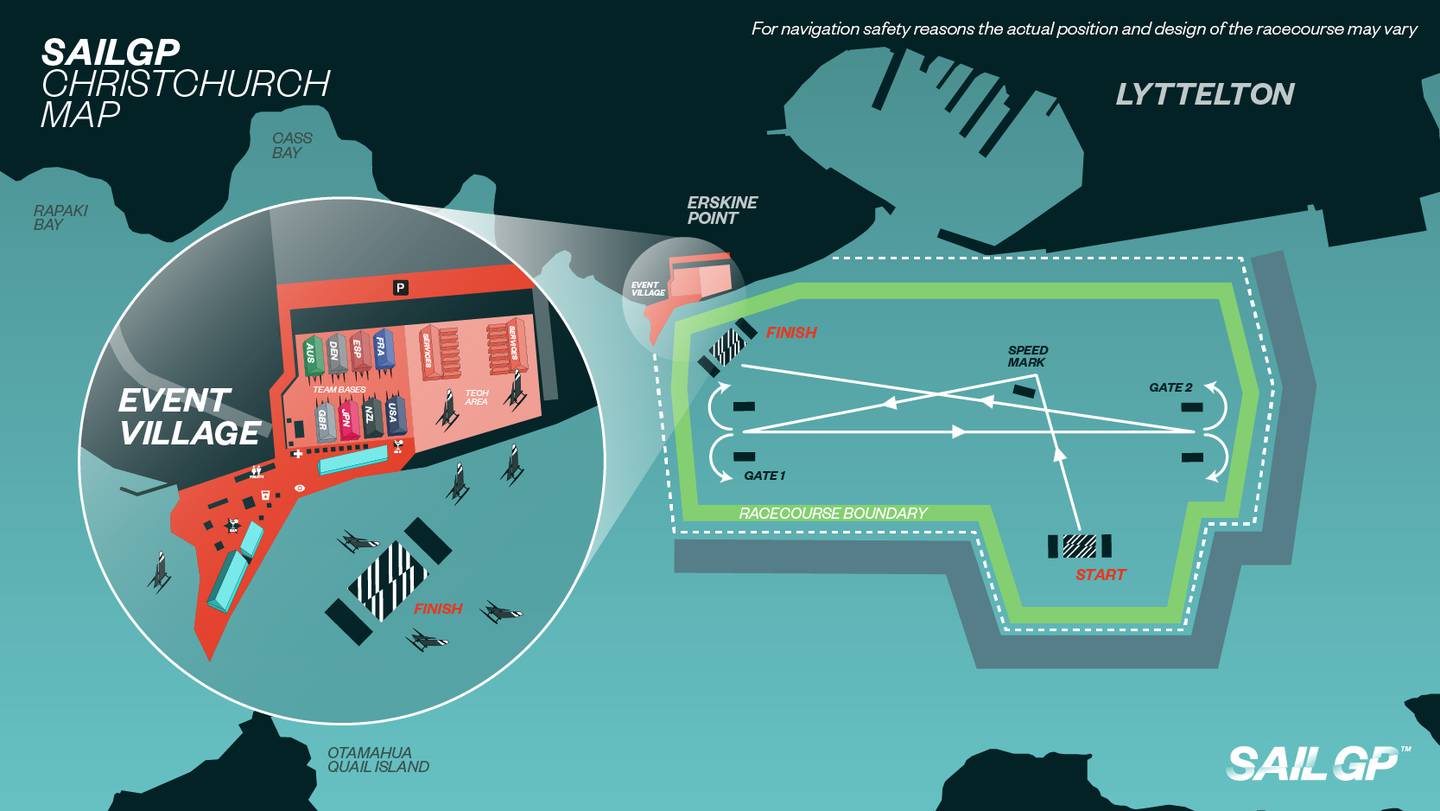 The Sail GP Christchurch map. Image: Supplied