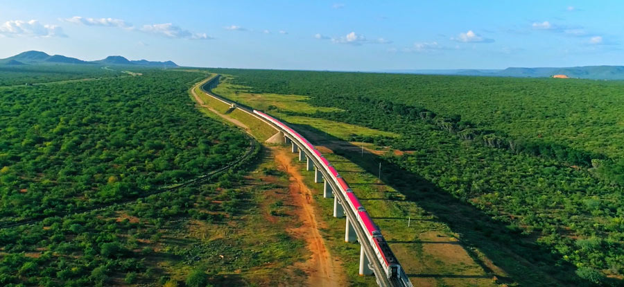 Chinese-built Mombasa-Nairobi Standard Gauge Railway, connecting Mombasa, the largest port in...