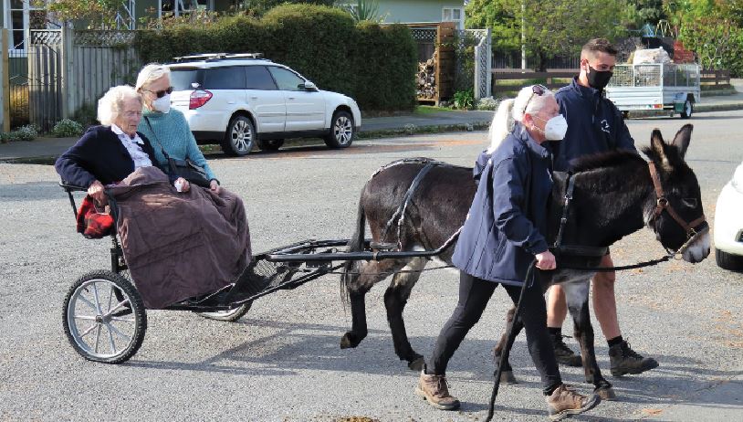 Mary Brakenbury and daughter Sally taking a cart ride on Mary’s birthday. Photo: Supplied