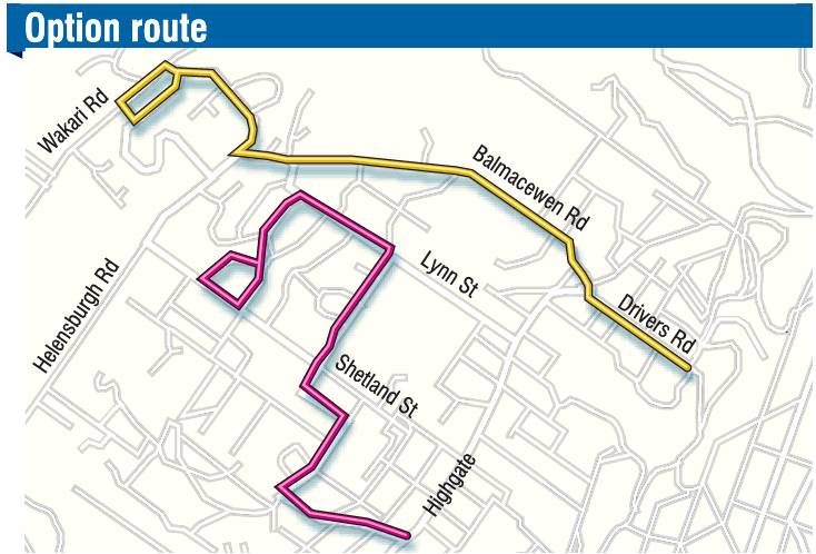 Two bus routes in the Wakari area (top) and regional council’s preferred alternatives. PHOTOS: ORC
