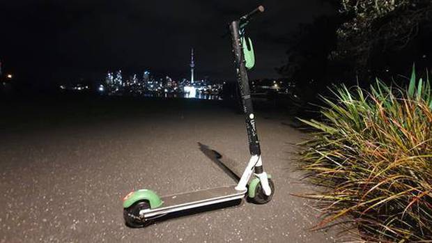 A Lime Scooter spotted at Westhaven Drive, St Mary's Bay, Monday night. Photo: Visual Media...