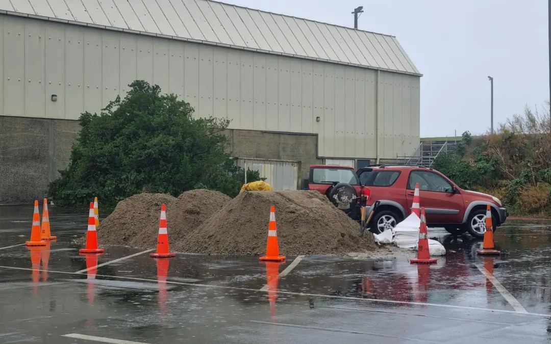 Sand available for bagging at the Dunedin Ice Stadium on Victoria Rd. Photo: RNZ