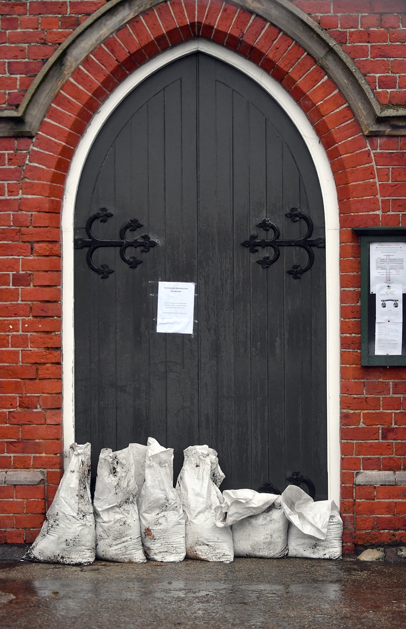 St Peter’s Church in Hillside Rd is sandbagged as a precaution against possible flooding. PHOTO:...