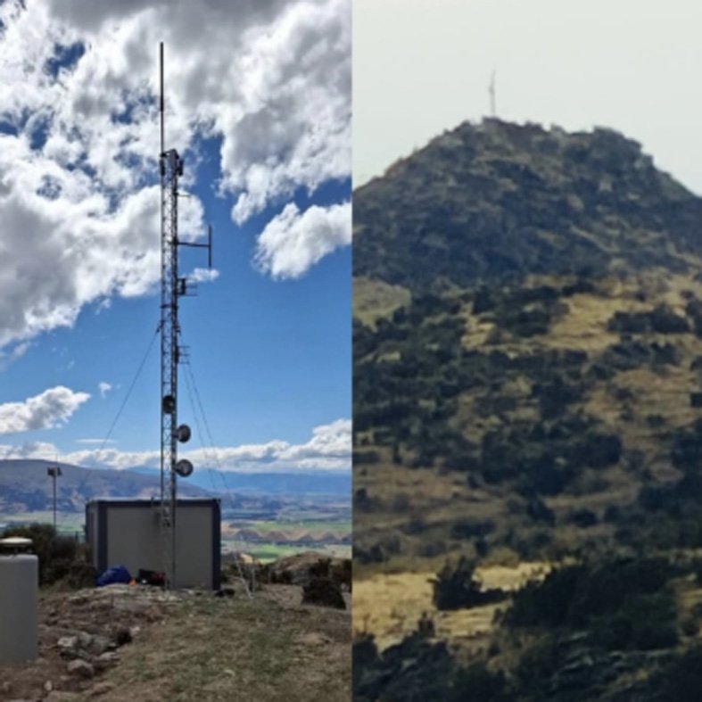 Images from a Santana Facebook post in February celebrating its communications tower and building...