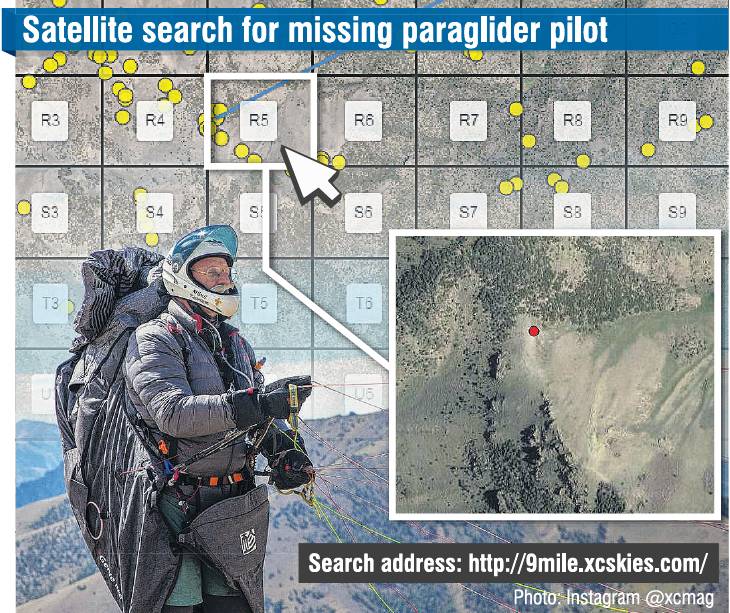 The site being used in the hunt for missing paraglider James Oroc. GRAPHIC: MAT PATCHETT