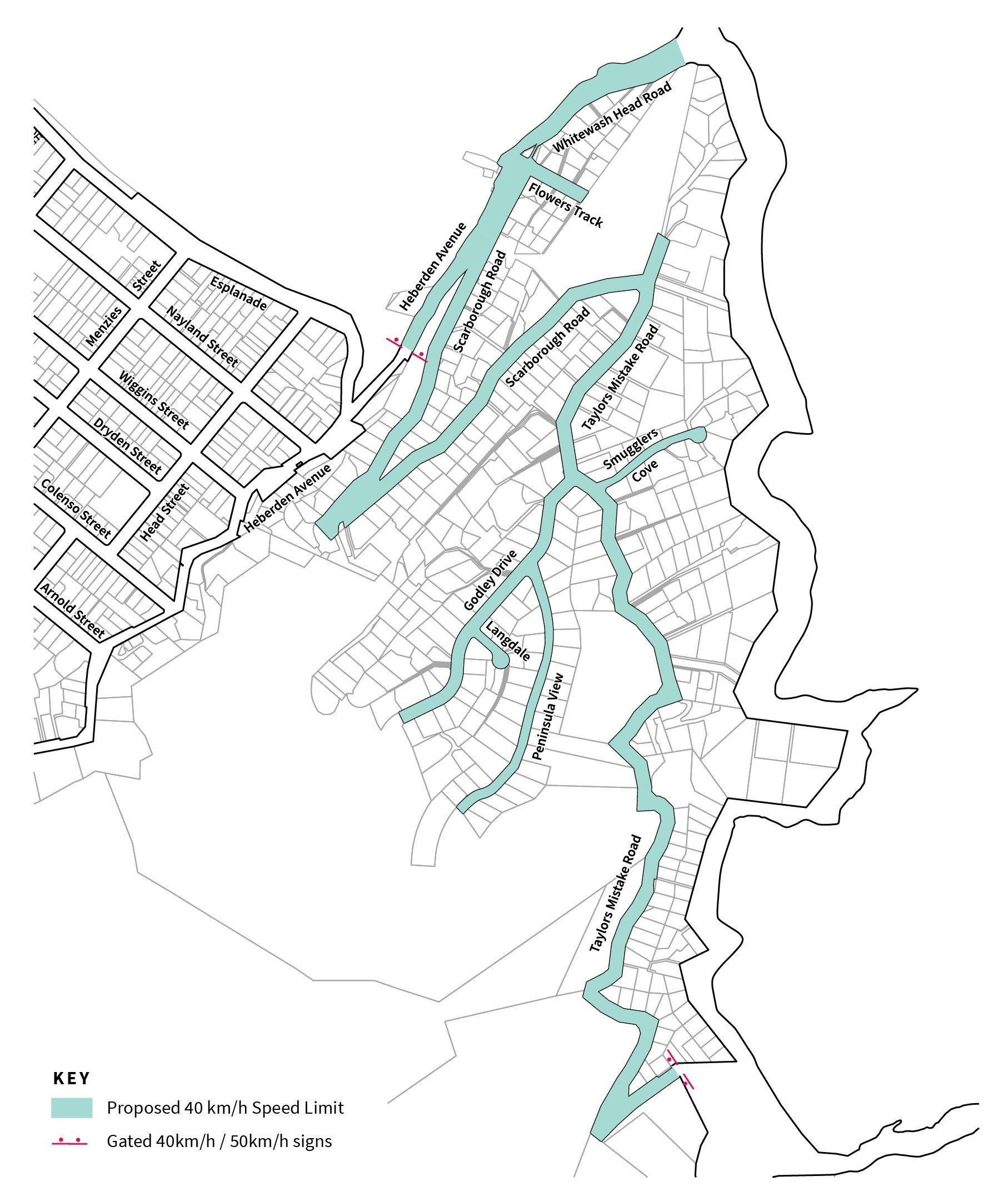 The roads included in the proposed speed reduction. Image: Christchurch City Council