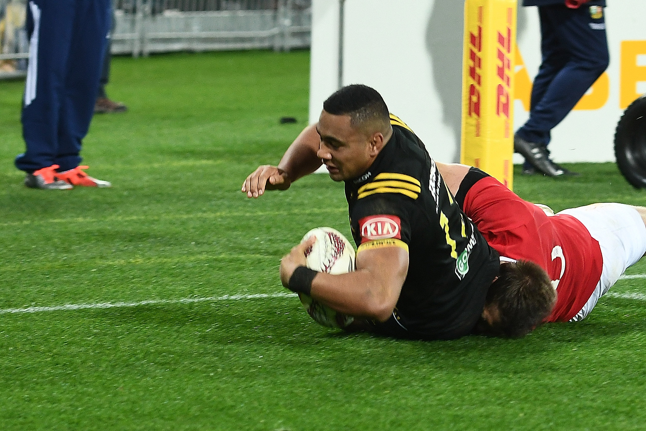 Ngani Laumape of the Hurricanes scores. Photo: Getty