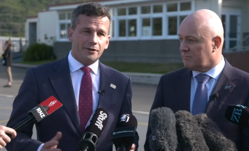 Associate Education Minister David Seymour (left) and Prime Minister Christopher Luxon. Image: RNZ
