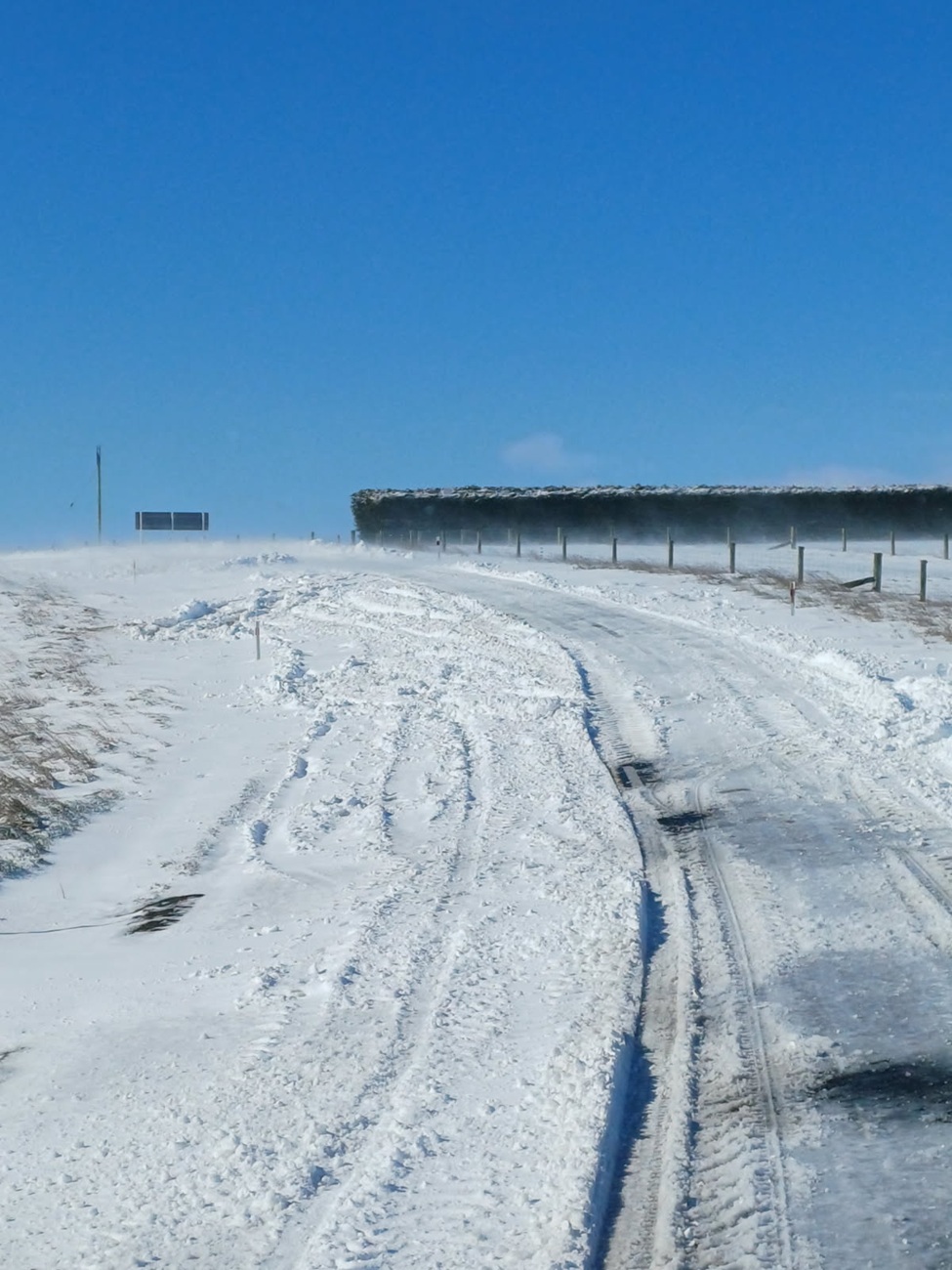 Snow closed a section of State Highway 87 near Clarks Junction this morning. Photo: NZTA
 