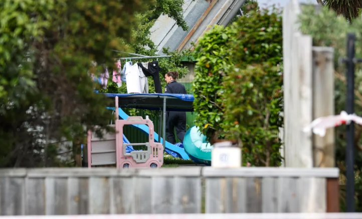 A trampoline and children's toys could be seen at the address. Photo: RNZ/Nathan Mckinnon