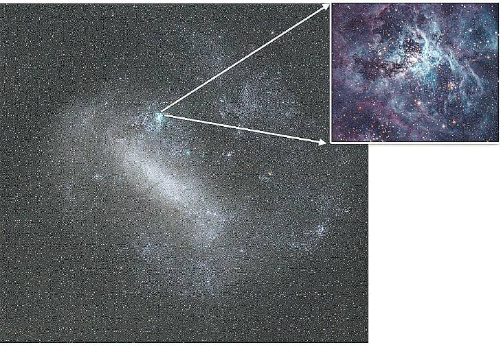 The Tarantula is a bright region of glowing gas on the outskirts of the LMC. Photos: supplied