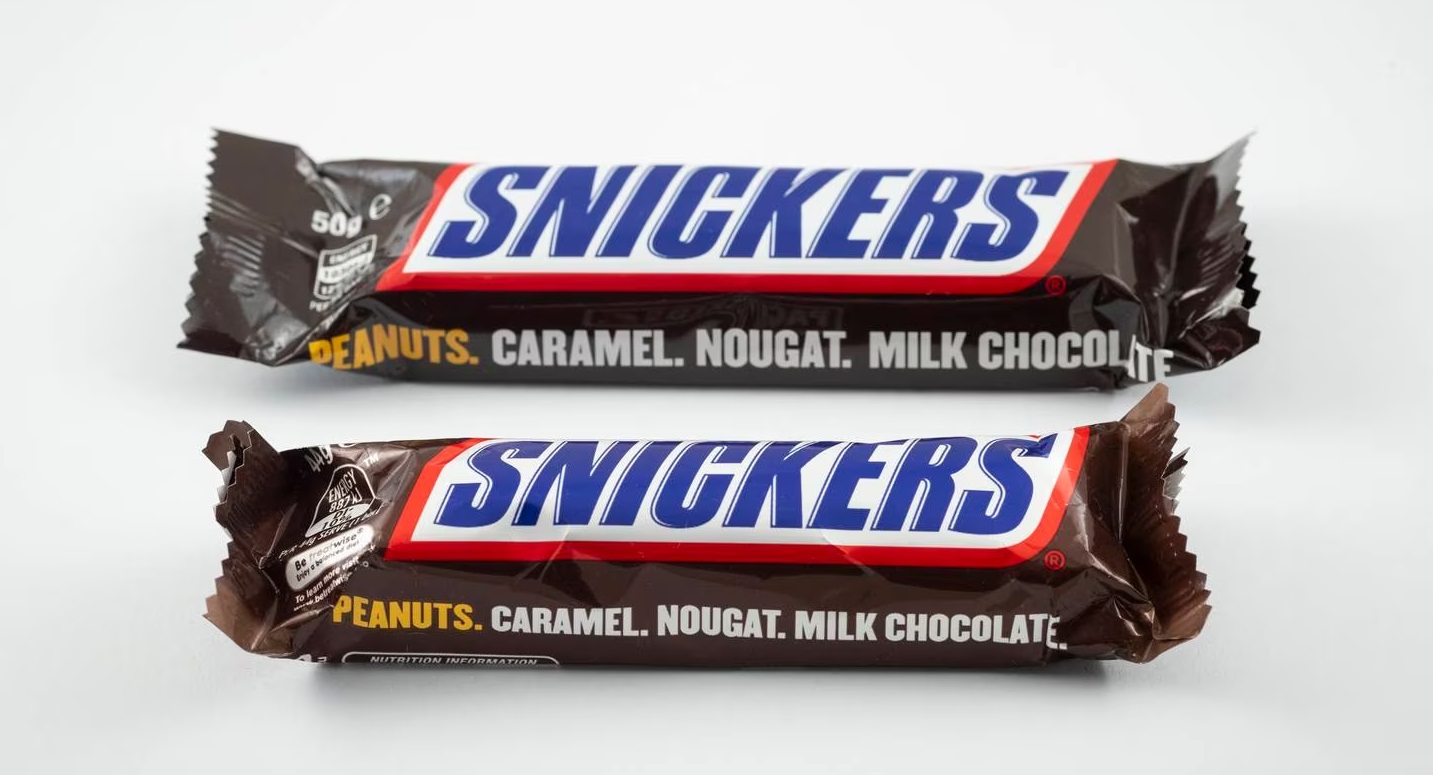 Same wrapper but the new 44g bar is 12 percent smaller than the 50g bar for the same price. Photo...