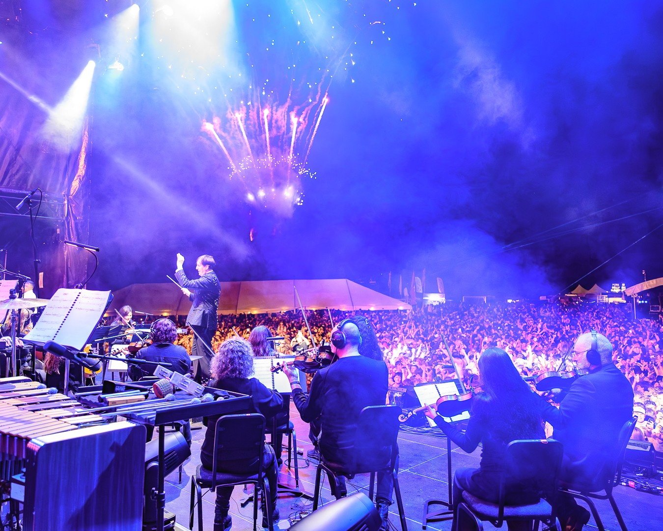 Conductor Brent Stewart leads the Dunedin Symphony Orchestra during the epic Synthony event,...