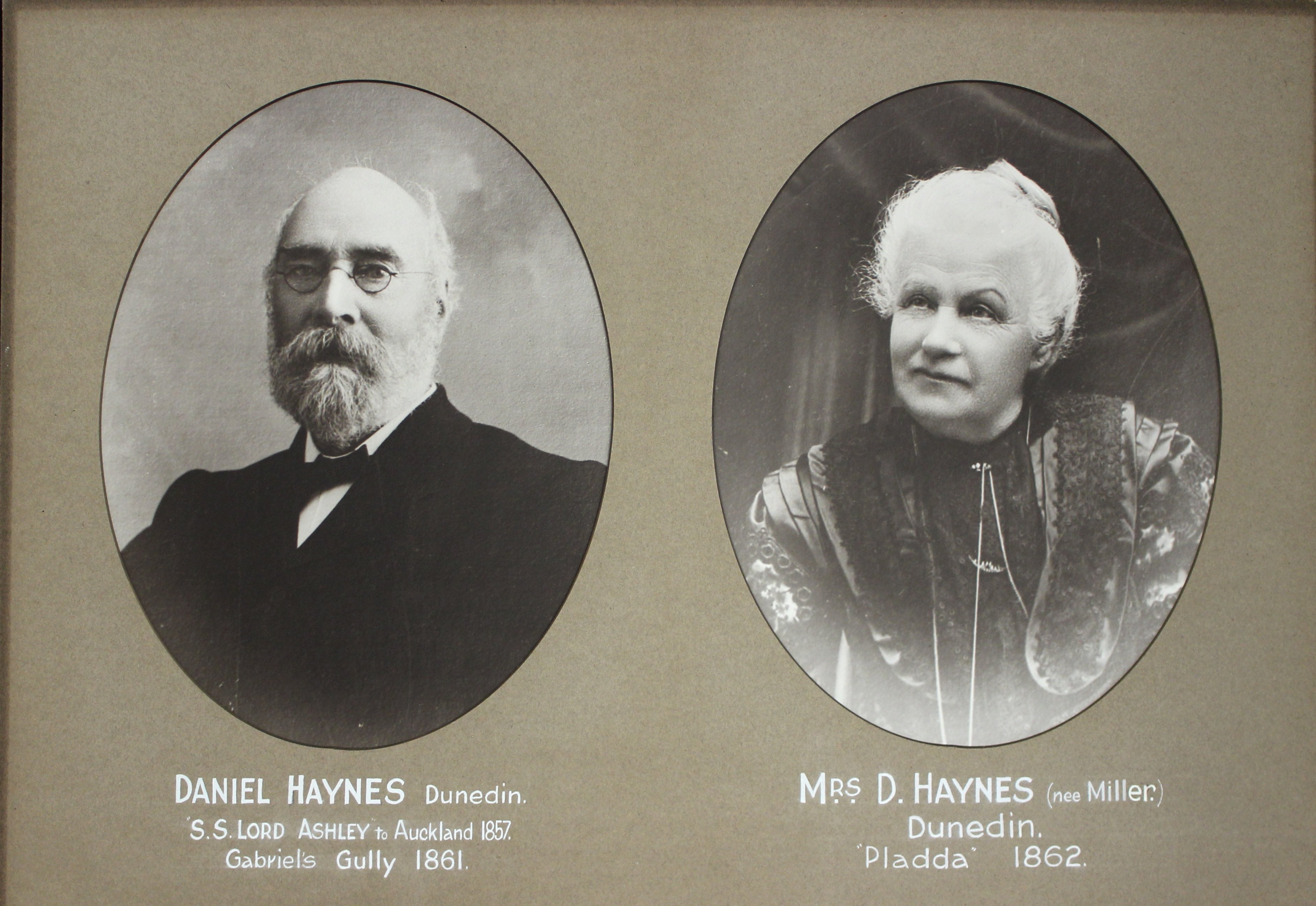 Portraits of Daniel and Margaret Haynes can be viewed in the Smith Gallery at Toitū Otago...