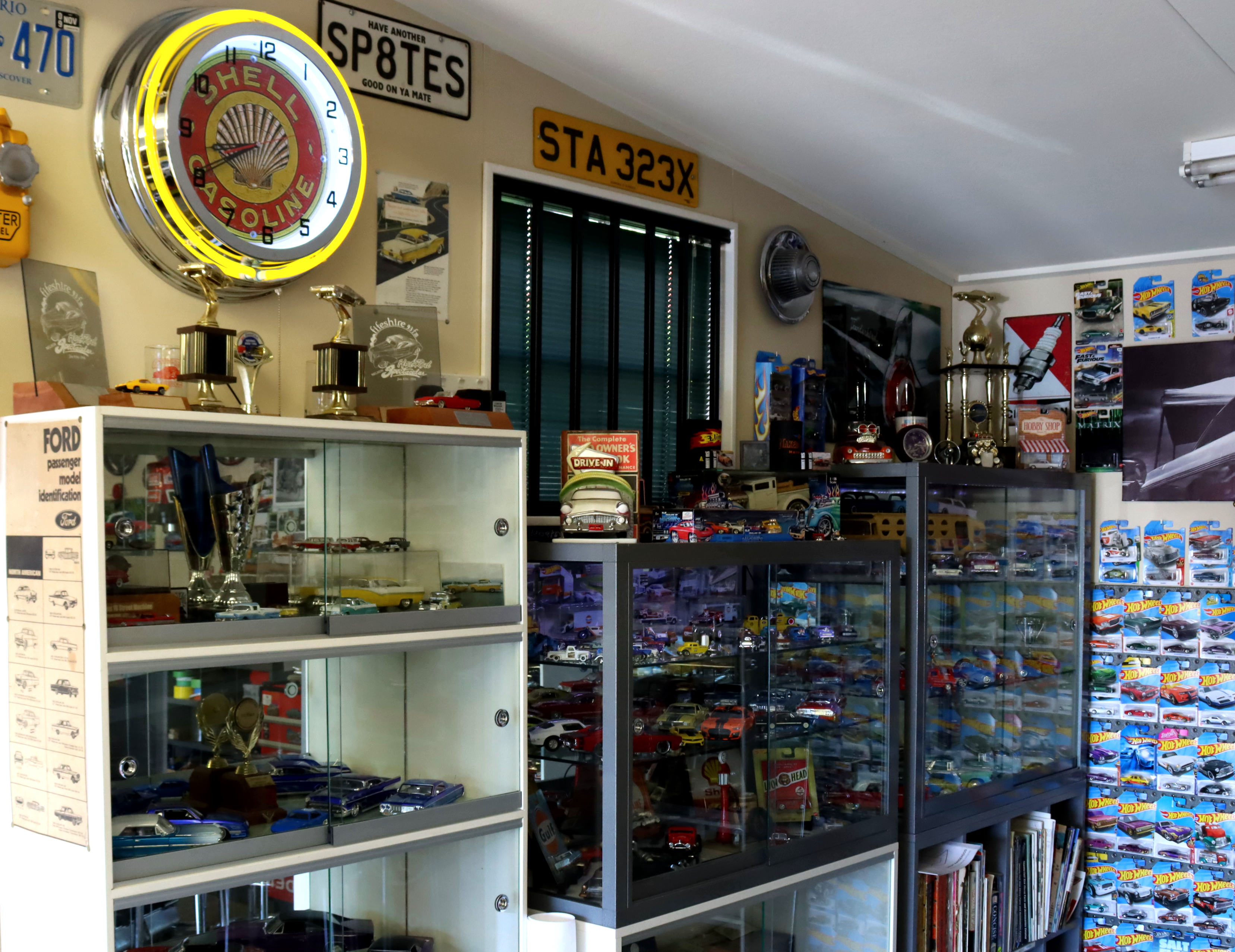 Model room ... John Lister’s garage is filled with an impressive collection of memoriabila and...