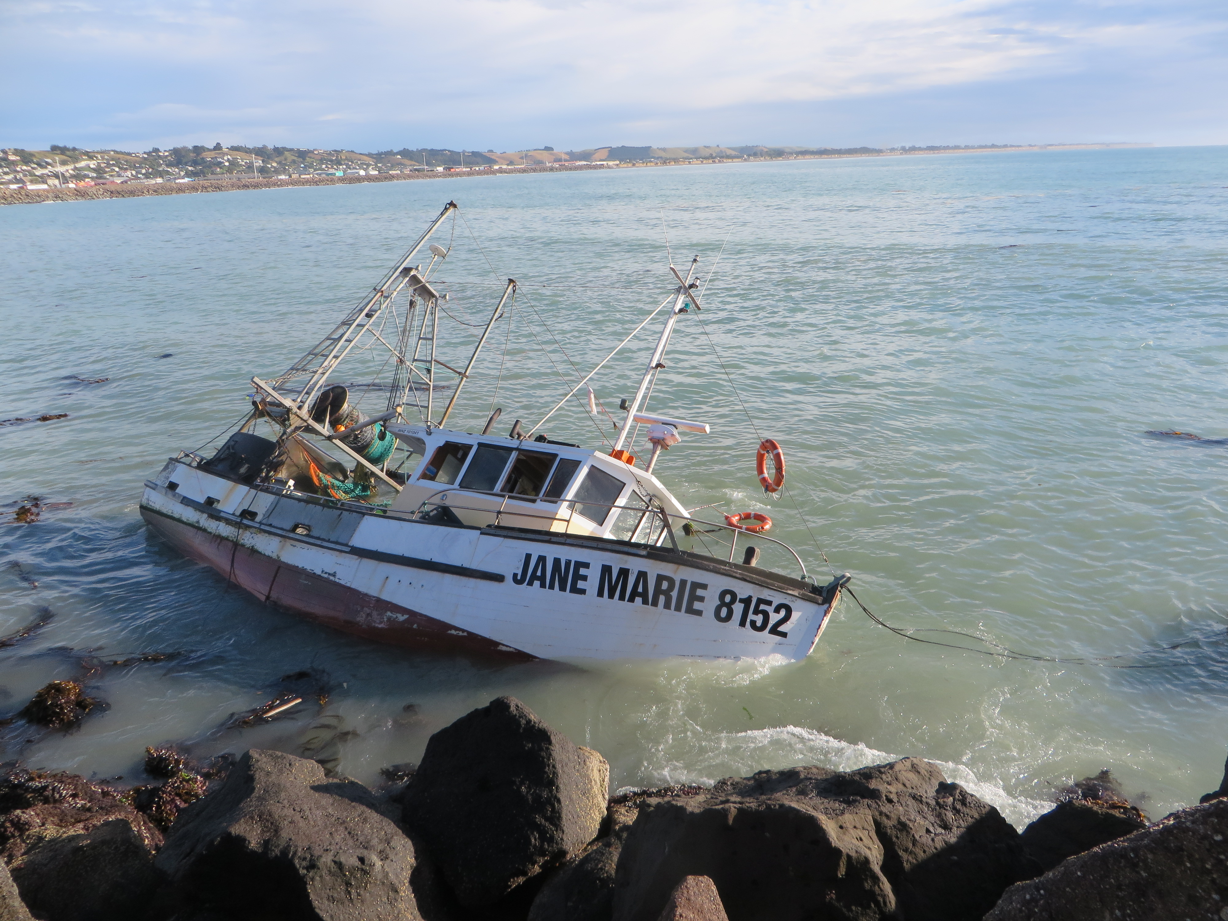 Oil spill fears after boat runs aground Otago Daily Times Online News