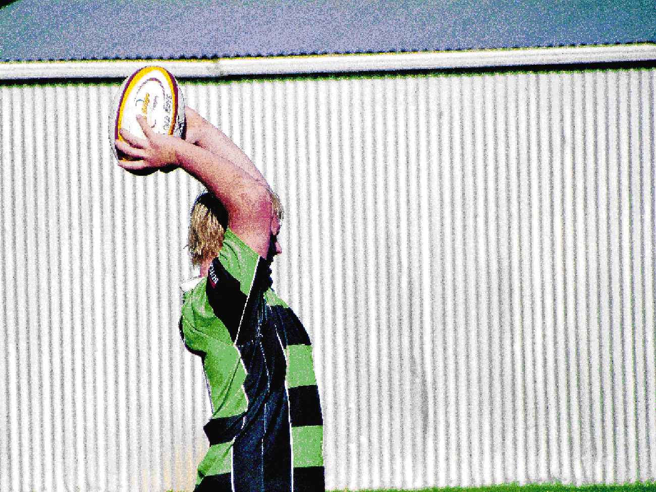 Maheno prop Kieran Byrne throws into a lineout in a match against Old Boys at Centennial Park...