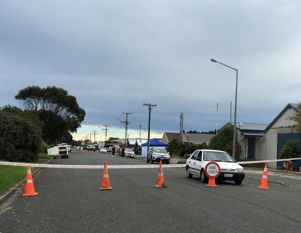 Otepuni Ave has been cordoned off. Photo: Samuel White