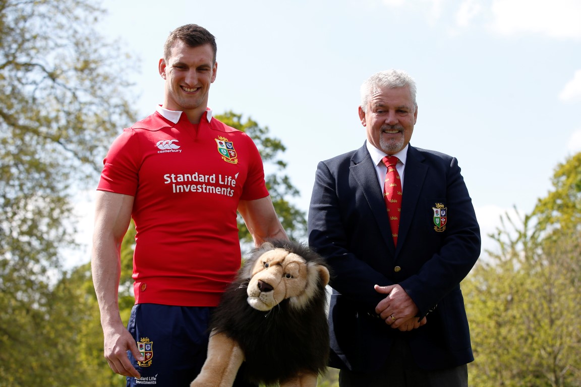 Lions captain Sam Warburton with head coach Warren Gatland after the squad announcement. Photo...