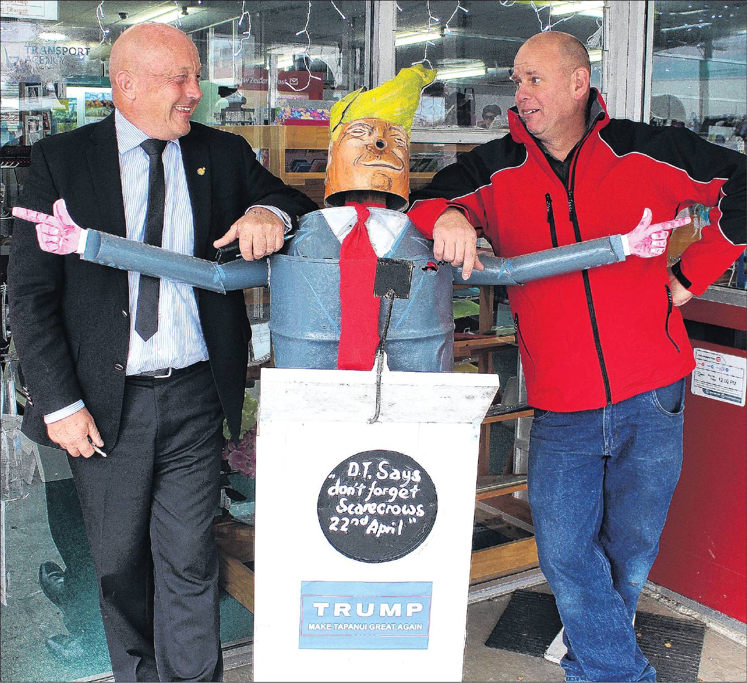 A Donald Trump scarecrow is heading a campaign to ‘‘make Tapanui great again’’, helped by Clutha...