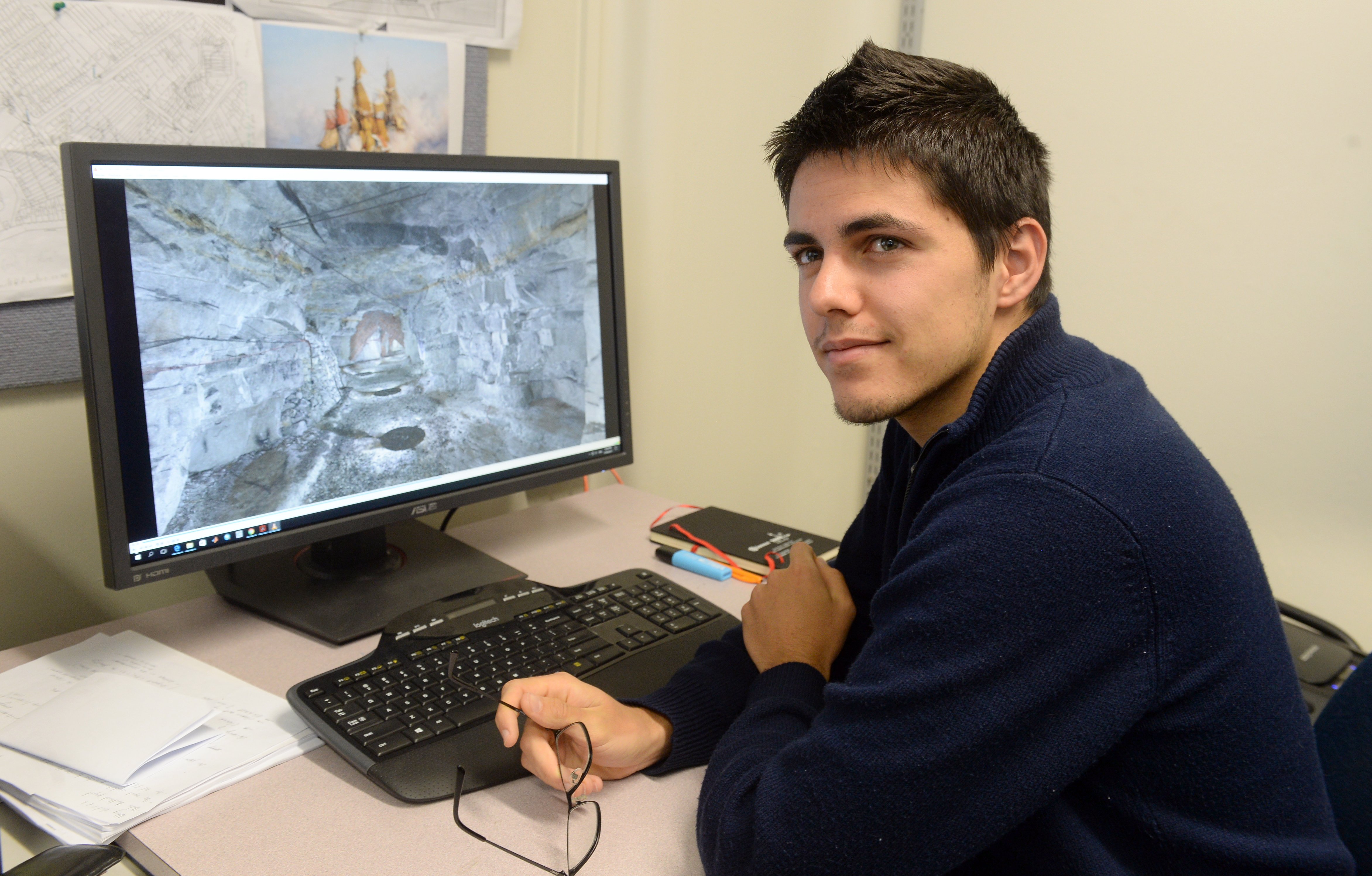 Damien Houvet, a master’s student at the School of Surveying (ESGT) in France, with a...