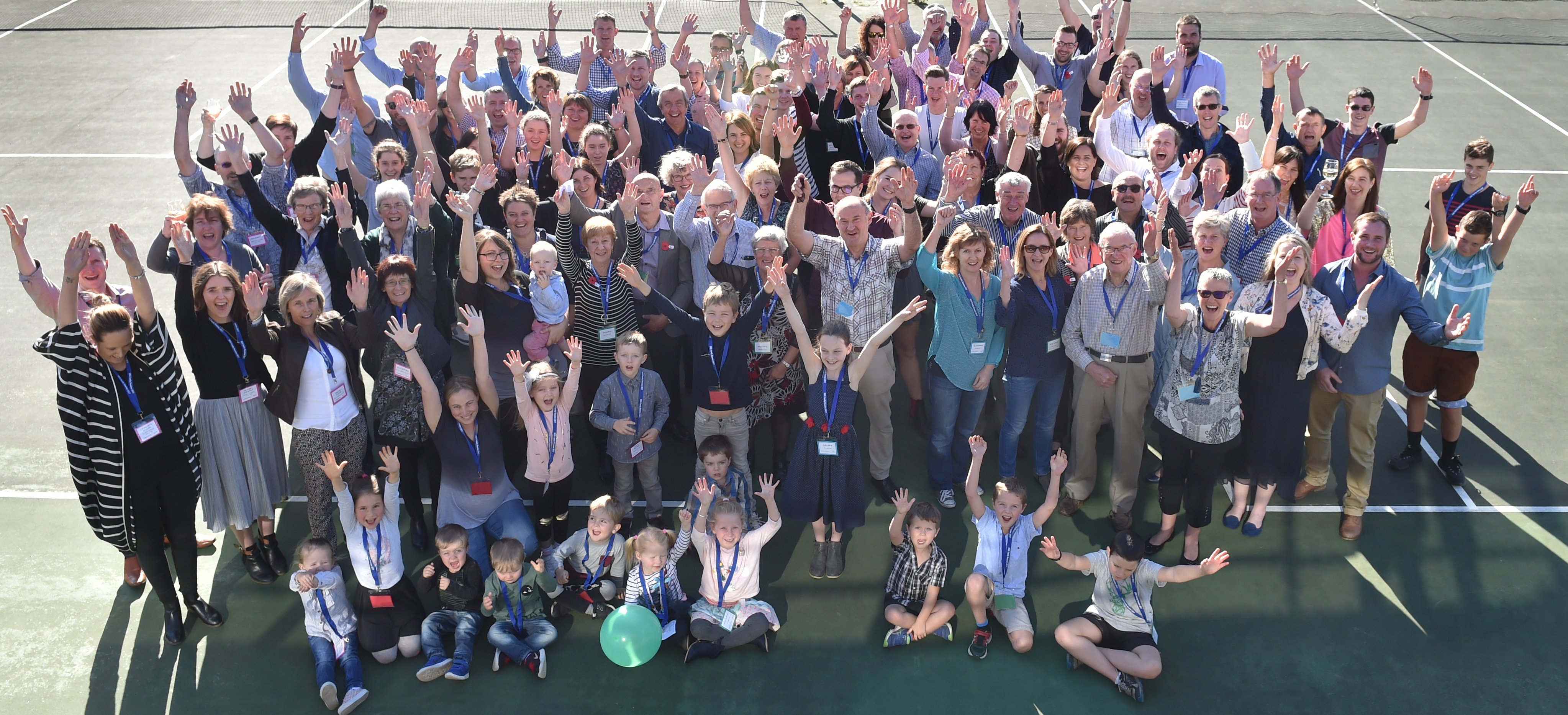 Four generations of the Dick family gather at the Otago Golf Club on Saturday for the family's first reunion. Photo: Peter McIntosh.