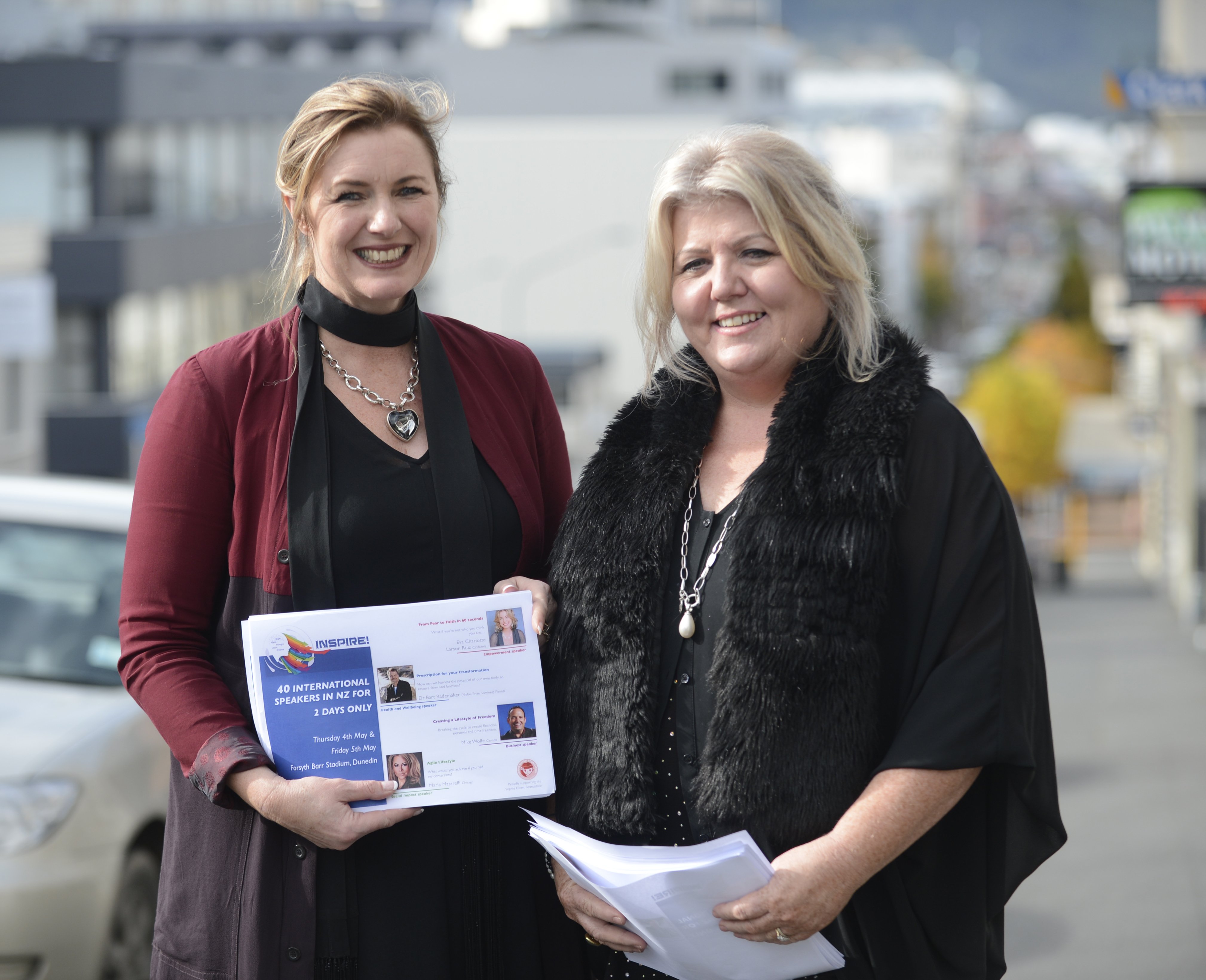 Inaugural Inspire Dunedin event organiser Sandra Spence (left) and Essence Charitable Trust...