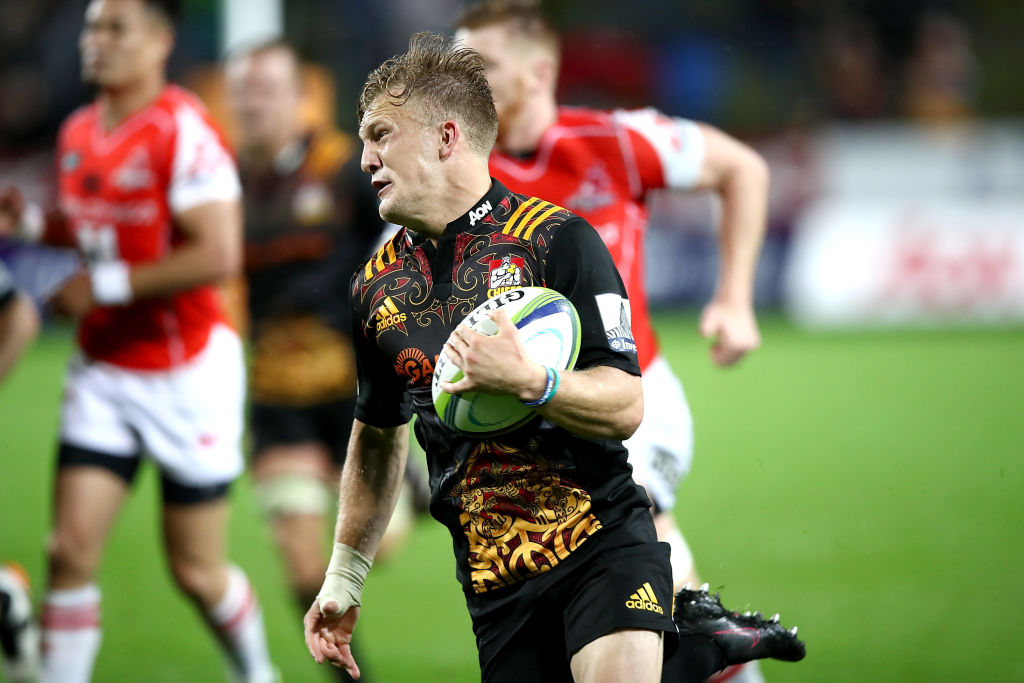 Chiefs player Damian McKenzie ran away to score a try during the round. Photo: Getty