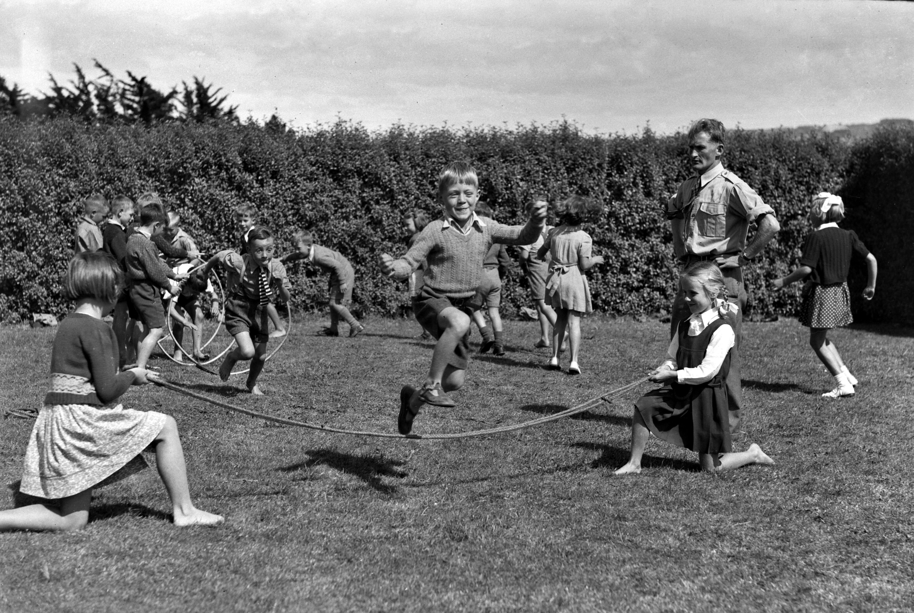 Playtime at Andersons Bay School in the old days, a dangerous business in the era before bottled...